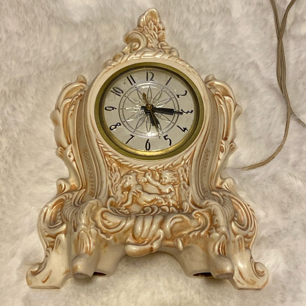 Vintage lanshire electric ceramic mantle clock cottagecore shabby